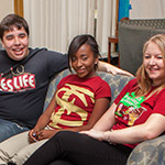 Photo of students in a residency hall lounge